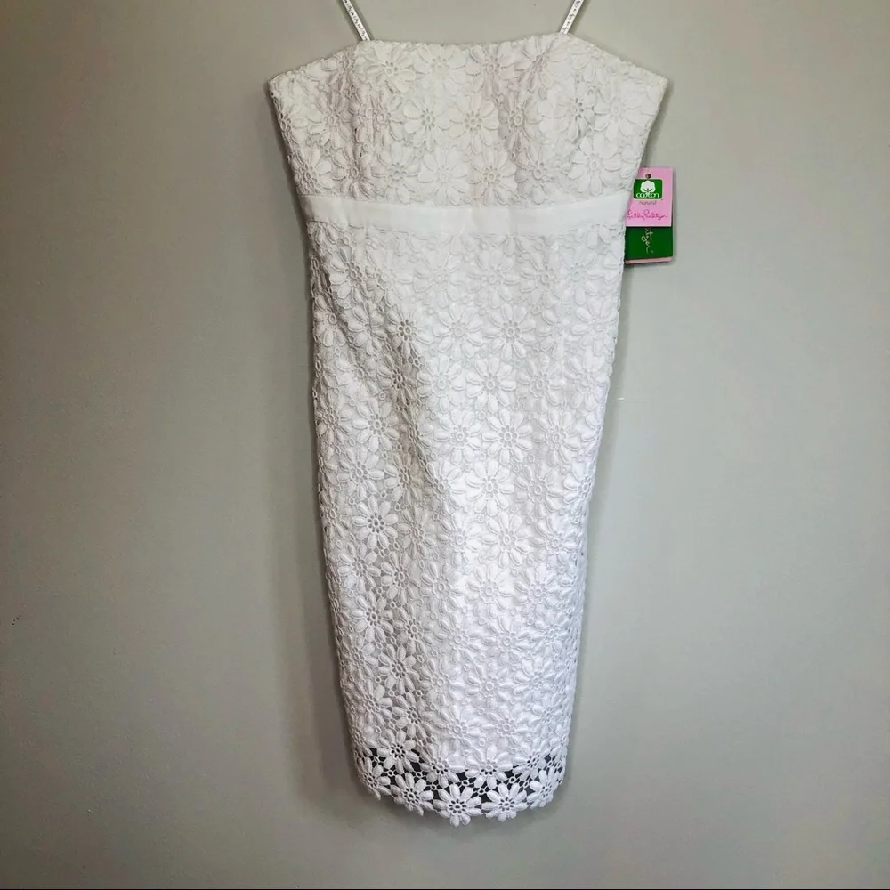 LILLY PULITZER Bowen Floral Strapless White Lace Dress NEW Size 2 - Picture 4 of 10